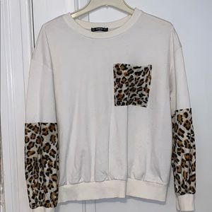 White & Cheetah Sweater